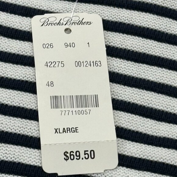 Brooks Brothers Sweater Mens XL Crewneck Red Fleece Striped Pullover‎ Cotton NWT - Picture 6 of 9